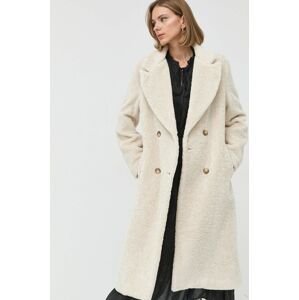 Kabát Silvian Heach dámsky, béžová farba, prechodný, dvojradový