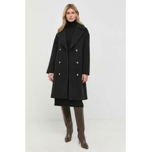Kabát Silvian Heach dámsky, čierna farba, prechodný, dvojradový