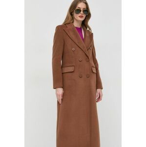 Kabát Silvian Heach dámsky, hnedá farba, prechodný, dvojradový