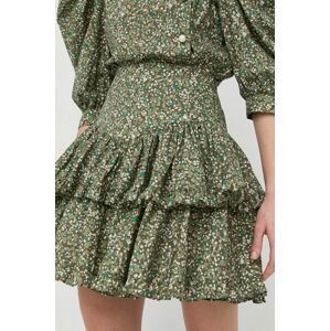 Bavlnená sukňa Custommade zelená farba, mini, áčkový strih