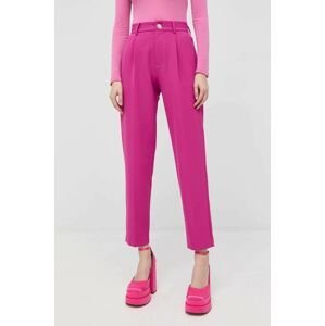 Nohavice Custommade Pianora dámske, ružová farba, cigaretový strih, vysoký pás