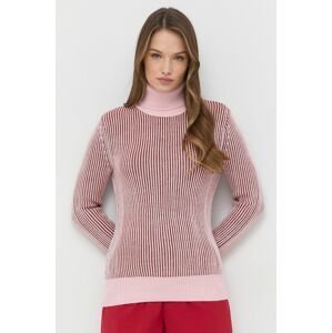 Vlnený sveter Beatrice B dámsky, ružová farba, s rolákom