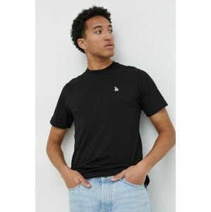 Bavlnené tričko 47brand Mlb Los Angeles Dodgers čierna farba, s nášivkou