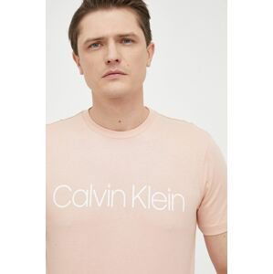 Bavlnené tričko Calvin Klein ružová farba, s potlačou