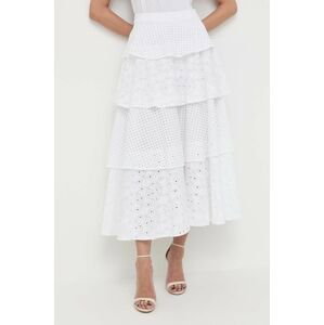 Bavlnená sukňa Silvian Heach biela farba, maxi, áčkový strih