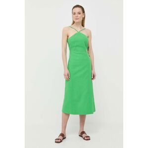 Bavlnené šaty Beatrice B zelená farba, midi, áčkový strih