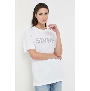 Bavlnené tričko Silvian Heach biela farba