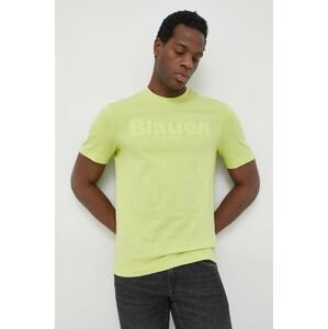 Bavlnené tričko Blauer zelená farba, s potlačou