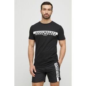 Bavlnené plážové tričko Bikkembergs čierna farba, s potlačou