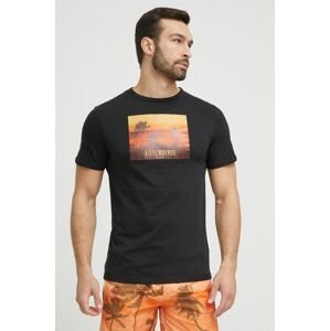 Bavlnené plážové tričko Bikkembergs čierna farba, s potlačou