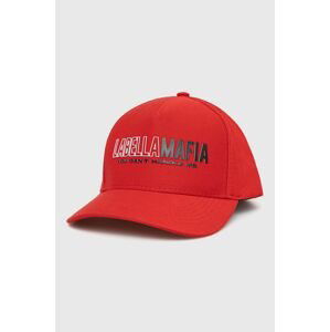 Bavlnená čiapka LaBellaMafia červená farba, s nášivkou