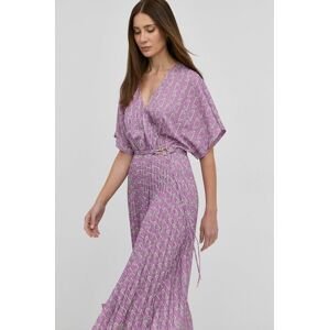 Šaty Nissa fialová farba, midi, áčkový strih