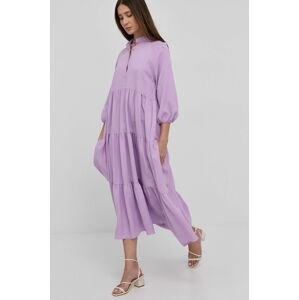 Šaty Nissa fialová farba, midi, áčkový strih