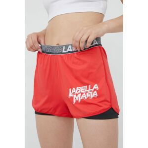 Tréningové šortky LaBellaMafia Sweat dámske, červená farba, s potlačou, vysoký pás