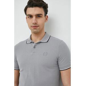 Bavlnené polo tričko Armani Exchange šedá farba, jednofarebné