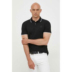 Bavlnené polo tričko Armani Exchange čierna farba, jednofarebný