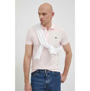 Bavlnené polo tričko Lacoste ružová farba, jednofarebné