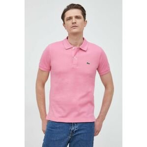 Bavlnené polo tričko Lacoste PH4012-001, ružová farba, jednofarebné