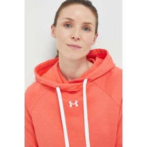 Mikina Under Armour dámska, oranžová farba, s kapucňou, jednofarebná