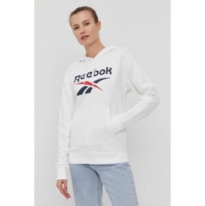 Mikina Reebok GI6700 dámska, biela farba, s potlačou