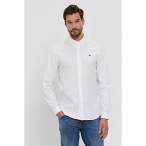 Bavlnená košeľa Lacoste CH1843 pánska, biela farba, regular, s golierom button-down