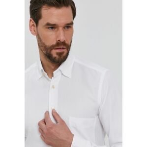 Bavlnená košeľa Emanuel Berg pánska, biela farba, slim, s golierom button-down