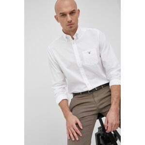 Košeľa Gant pánska, biela farba, regular, s golierom button-down
