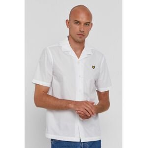 Bavlnená košeľa Lyle & Scott pánska, biela farba, regular