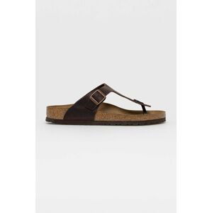 Kožené žabky Birkenstock pánske, hnedá farba