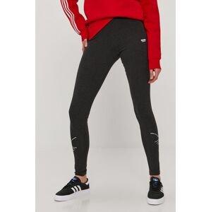 Legíny adidas Originals GN4321 dámske, šedá farba, s potlačou