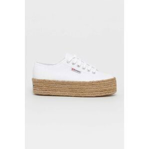 Espadrilky Superga biela farba, na platforme