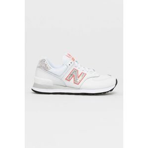 Topánky New Balance WL574AP2 biela farba, na plochom podpätku