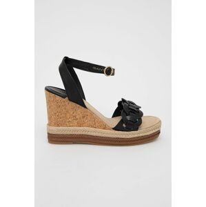 Kožené sandále Gant Ivalice dámske, čierna farba, na kline