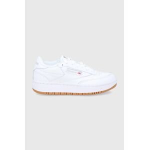 Kožená obuv Reebok Classic Club C Double FV5658.100001198-WHT/WHT, biela farba, na plochom podpätku