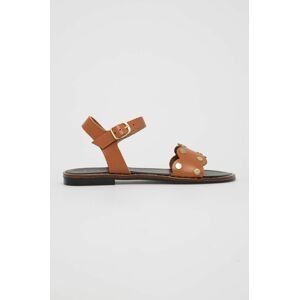 Kožené sandále Sisley dámske, hnedá farba