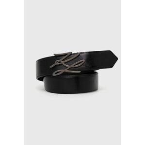 Kožený opasok Karl Lagerfeld dámsky, čierna farba