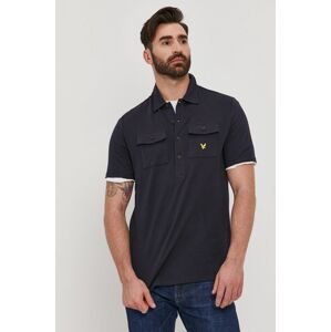 Polo tričko Lyle & Scott pánske, tmavomodrá farba, jednofarebné