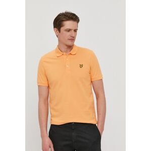 Polo tričko Lyle & Scott pánske, oranžová farba, jednofarebné