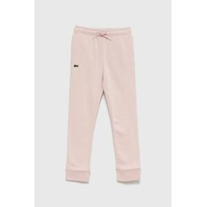 Nohavice Lacoste XJ9476 ružová farba, jednofarebné