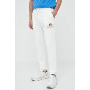 Nohavice Gant pánske, biela farba, jednofarebné