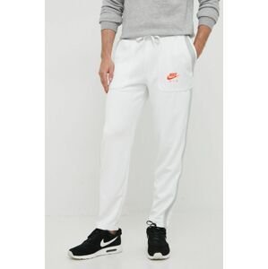 Nohavice Nike Sportswear pánske, biela farba, jednofarebné
