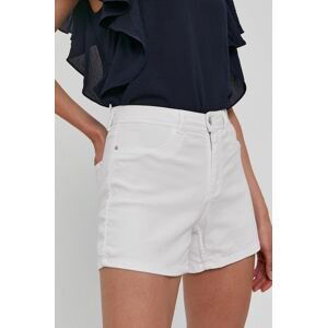 Rifľové krátke nohavice Jacqueline de Yong dámske, biela farba, jednofarebné, stredne vysoký pás