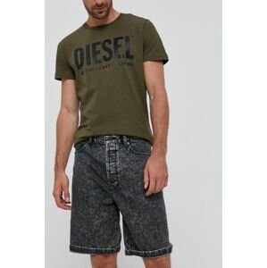 Rifľové krátke nohavice Diesel pánske, šedá farba
