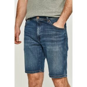 Rifľové krátke nohavice Wrangler pánske, tmavomodrá farba