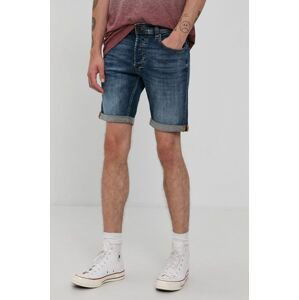 Rifľové krátke nohavice Jack & Jones pánske, tmavomodrá farba