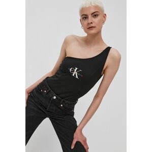 Top Calvin Klein Jeans dámsky, čierna farba, odhalené ramená