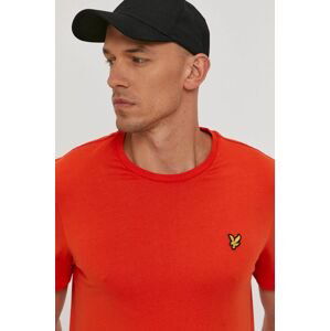 Tričko Lyle & Scott pánske, oranžová farba, jednofarebné