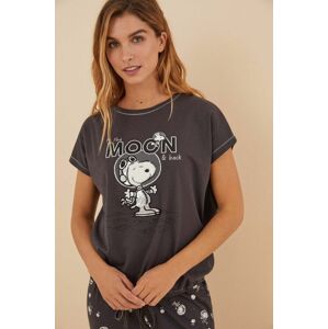 Bavlnené pyžamo women'secret Snoopy šedá farba, bavlnená, 3136100