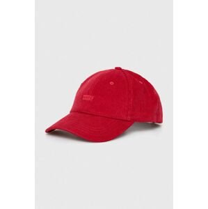 Manšestrová baseballová čiapka Levi's červená farba, jednofarebná