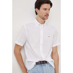 Bavlnená košeľa Tommy Hilfiger pánska, biela farba, regular, s golierom button-down